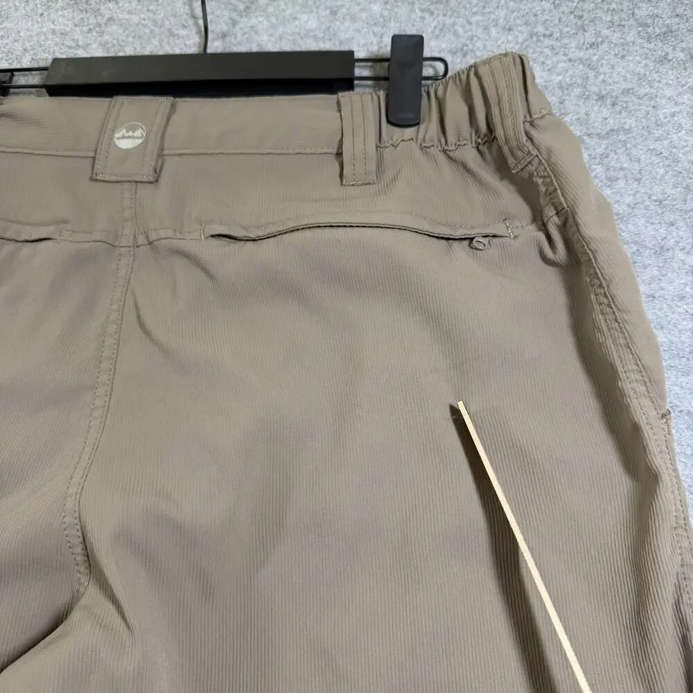 Wrangler ATG Cargo Shorts Mens 34 Khaki Elastic Waist Zip Pocket Outdoor Hiking